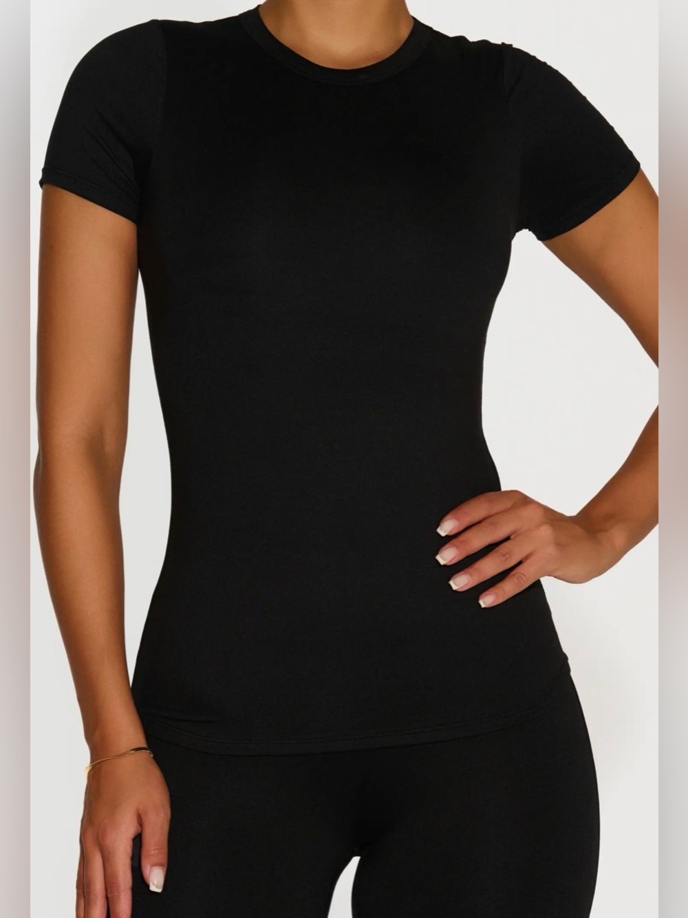 NWT Naked Wardrobe Bare Short Sleeve Crew Top in Black